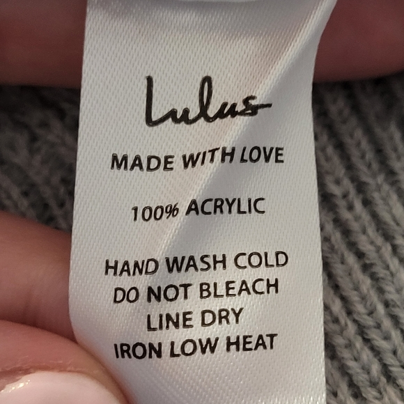 Lulu's | Tea Reader Light Grey Long Sleeve Sweater Dress - Picture 5 of 5